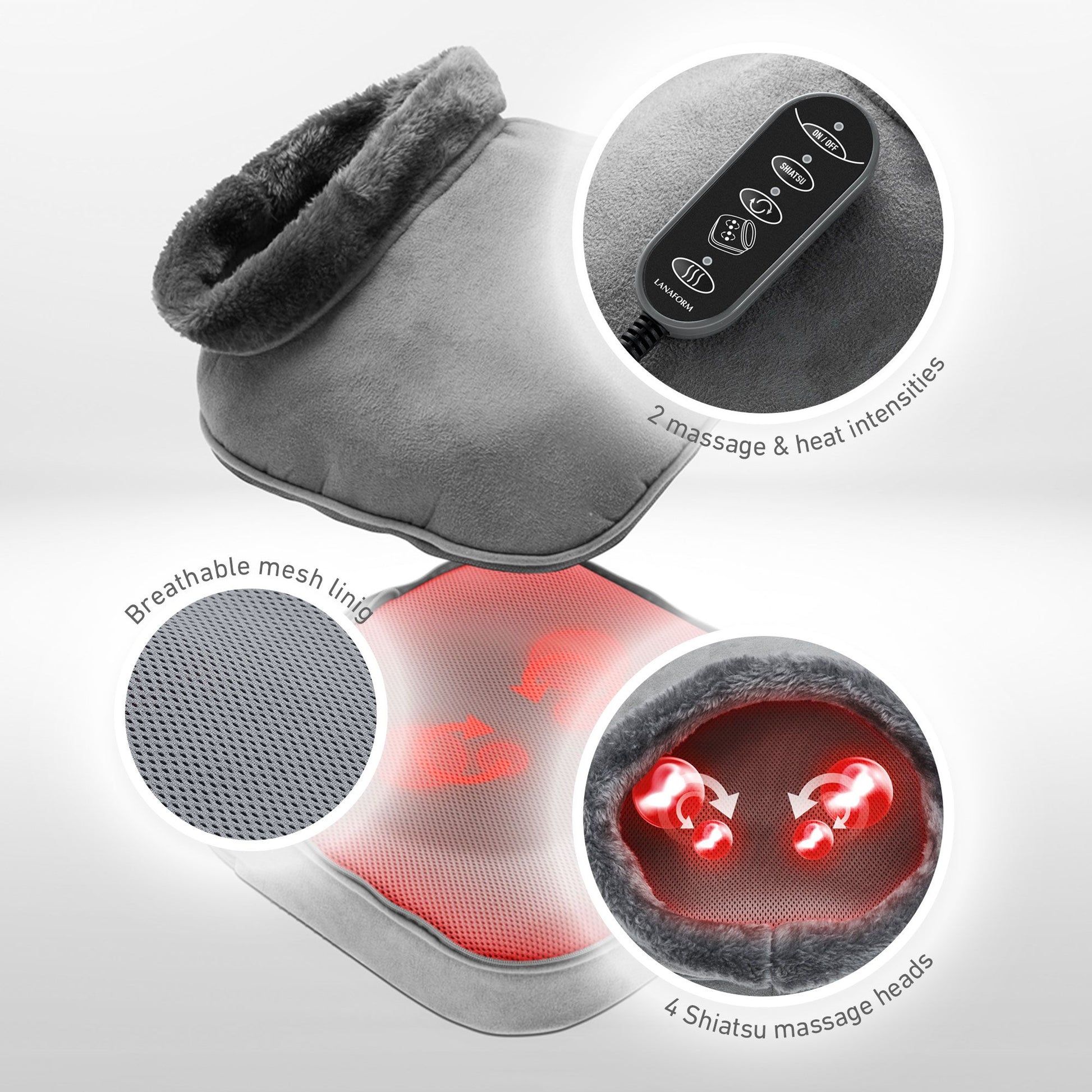 Lanaform 2-i-1 Shiatsu Comfort – Värmedyna och shiatsumassage även för fötter, rygg och nacke – bild 5