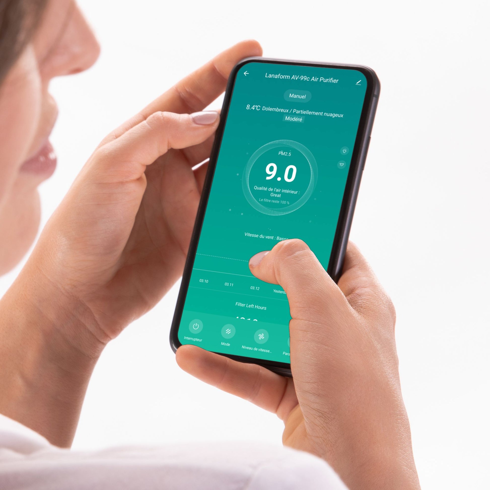 Lanaform AV-99C – Smart luftrenare med HEPA-filter, luftkvalitetssensor och appstyrning – bild 2