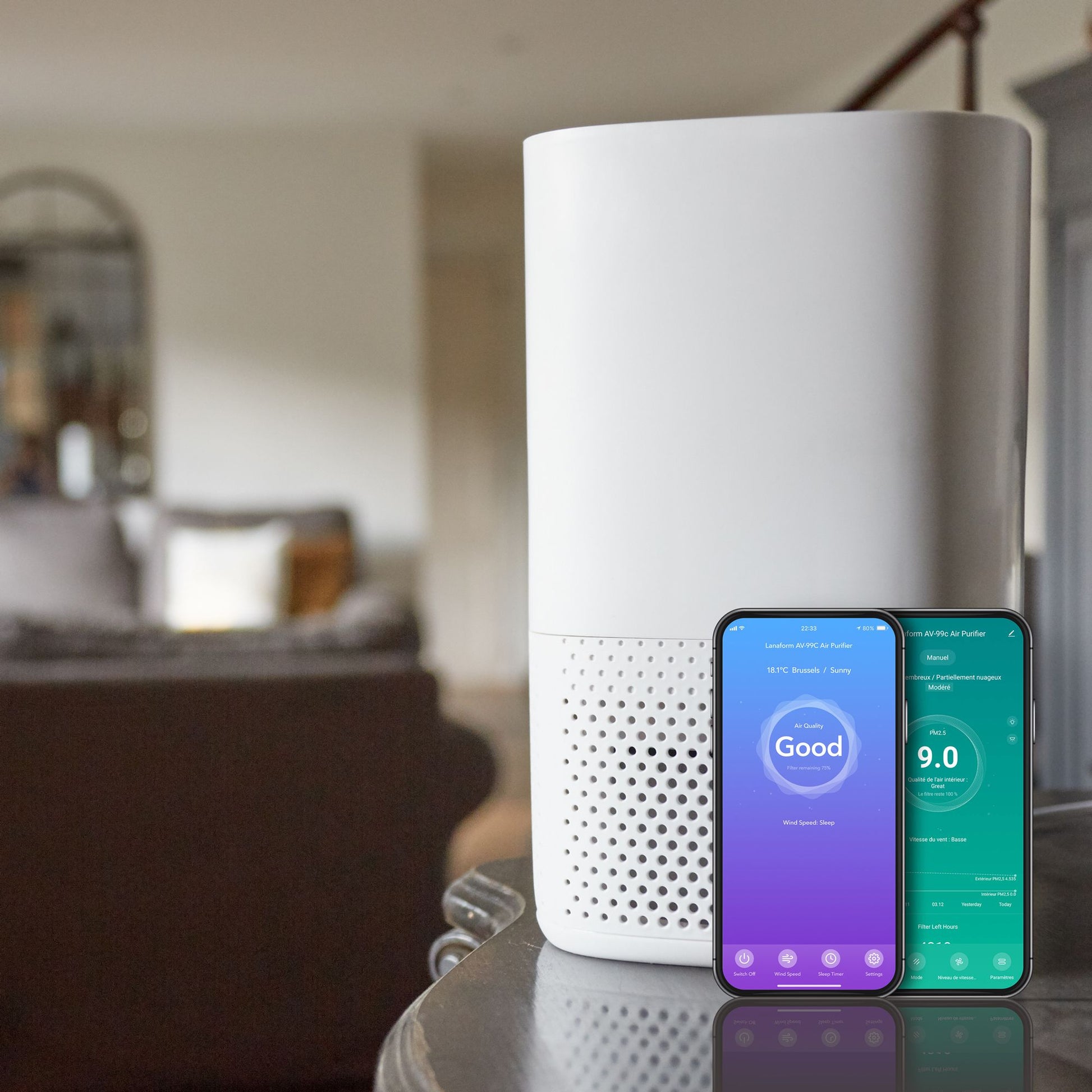 Lanaform AV-99C – Smart luftrenare med HEPA-filter, luftkvalitetssensor och appstyrning – luft & doft från Lanaform