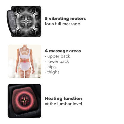 Lanaform Back Massager – Vibrerande massagekudde med värme för rygg och säte – bild 3