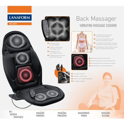 Lanaform Back Massager – Vibrerande massagekudde med värme för rygg och säte – bild 5