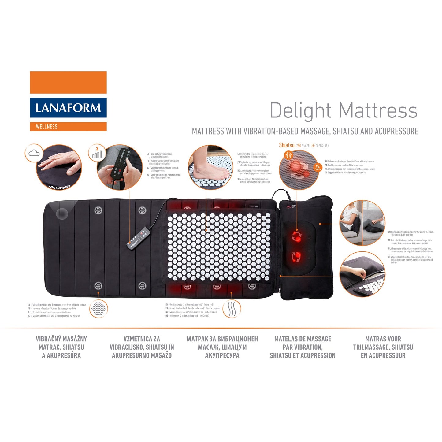 Lanaform Delight Mattress – 3-i-1 massagebädd med värme och vibrationsmassage – bild 5