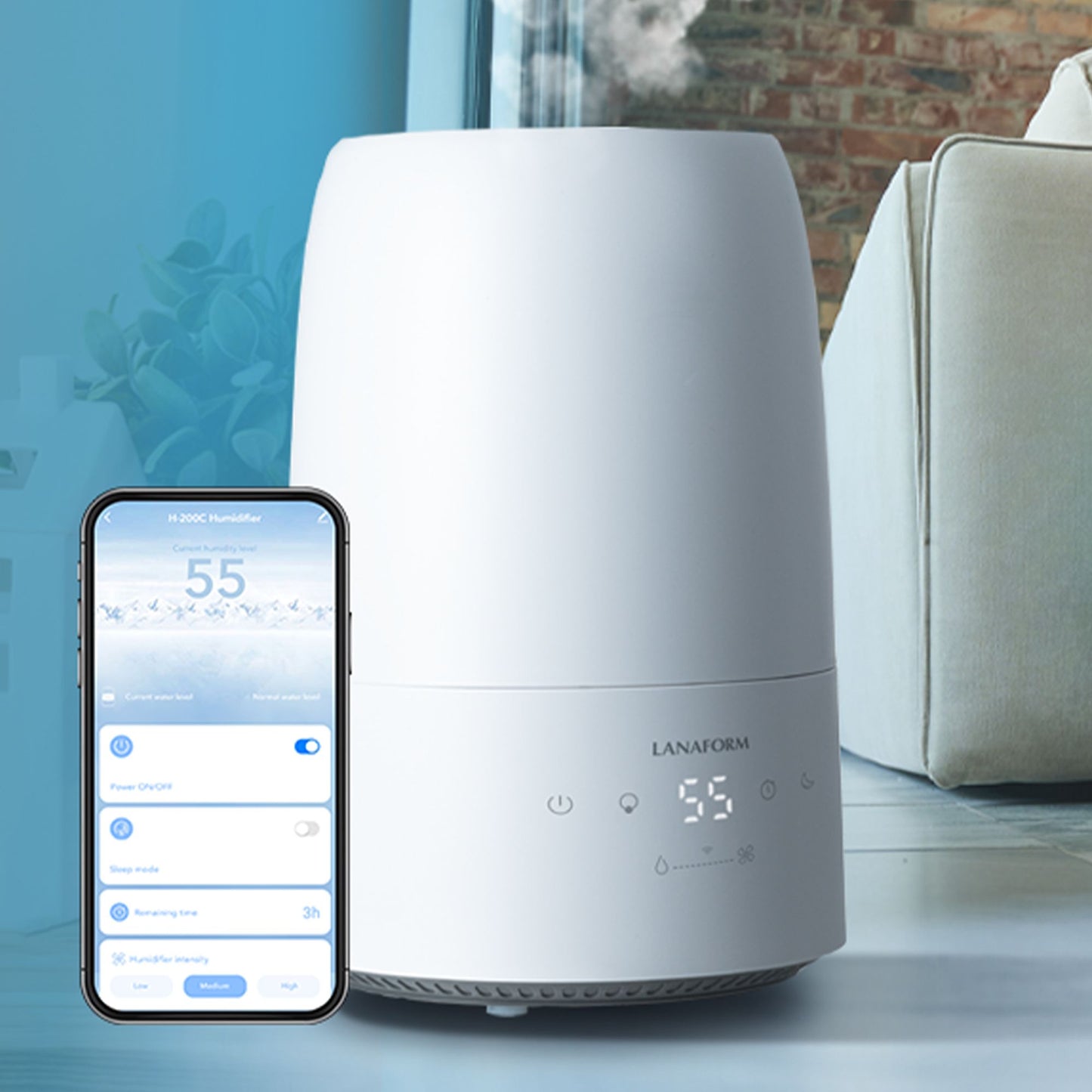 Lanaform H200C – Appstyrd luftfuktare med hygrometer och aromafunktion – luft & doft från Lanaform