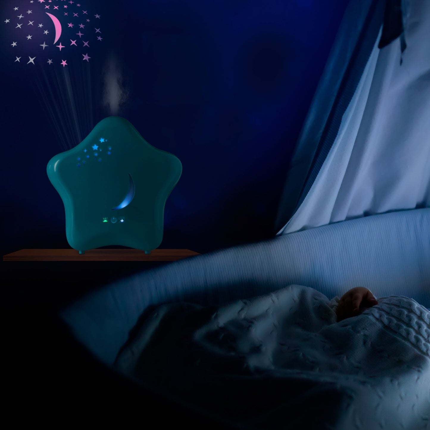 Lanaform Moony – Luftfuktare för barn med nattlampa och kall dimma – bild 3